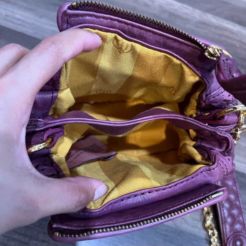 Juicy Couture Y2K Purple Quilted Genuine Leather Women's Crossbody Bag / Clutch - Picture 7 of 11